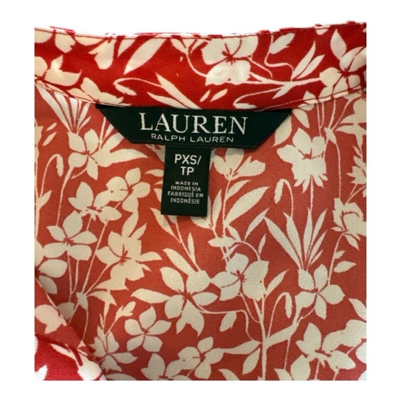 Lauren Ralph Lauren Whimsical Floral Print Crepe Top Sz XS Petite Ruffles - Picture 9 of 11